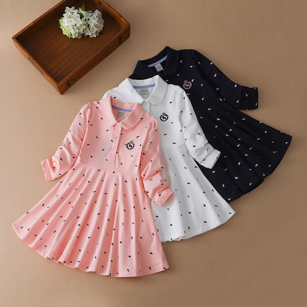 Kids Dress for Girls Spring Autumn Princess Costume 2024 New Long Sleeve Cotton Dress Little Girls Casual Wear Children Clothes