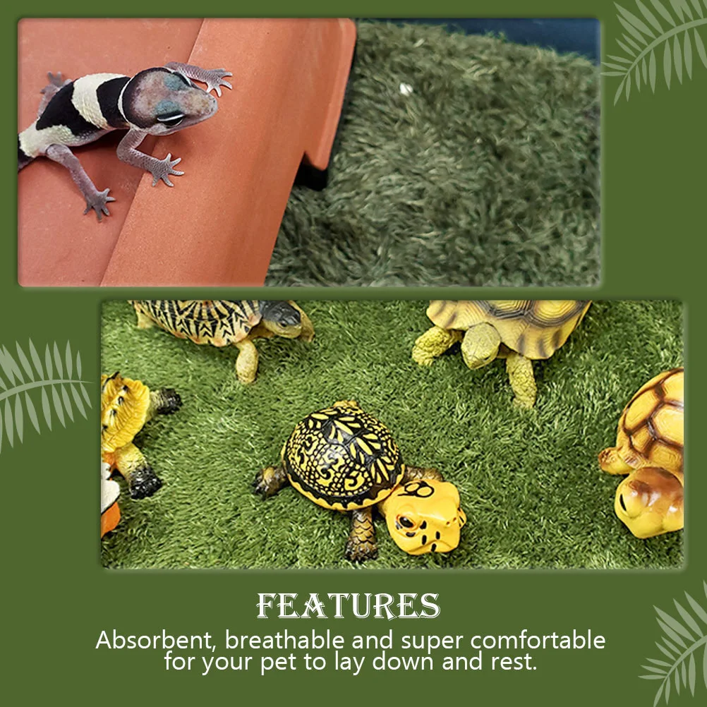 Reclining Pet Carpet Lawn Rugs for Animals Reptile Horned Frogs Bedding Crawl Pets Fake Cushion Tortoise Habitat Cotton Decor