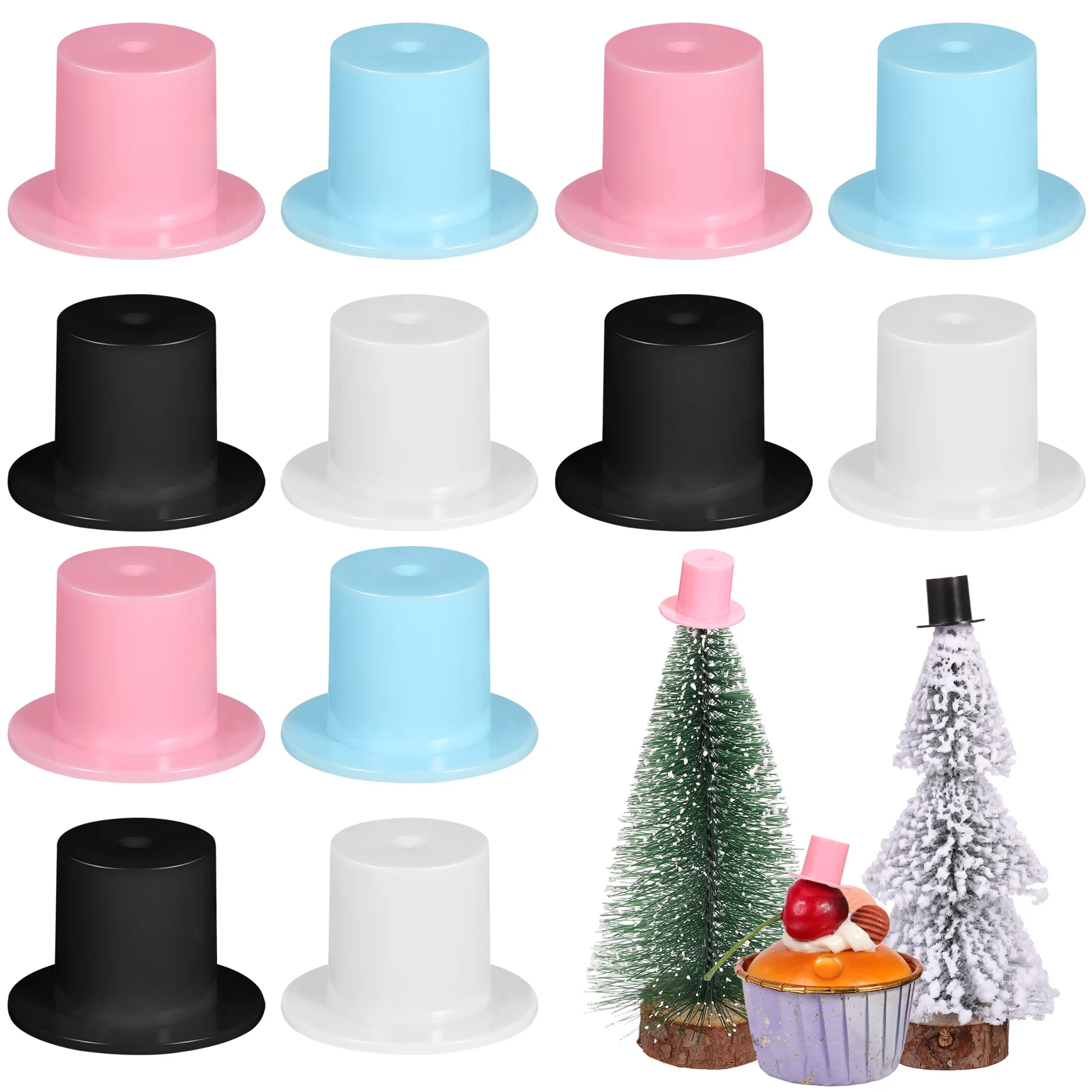 

100Pcs Mini Plastic Hats Decorative DIY Crafts Christmas Premium Material Cute Puppet Accessories