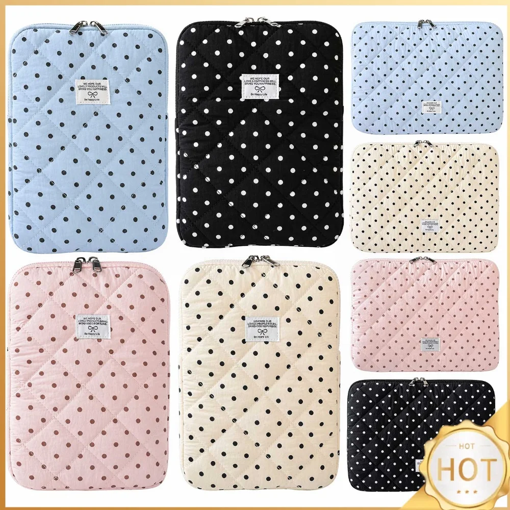 Polka Dot Padded Computer Sleeve 11/13/14 Inch Carrying Laptop Bag Shockproof Cute Girl Tablet Bag for Travel Work College Shop