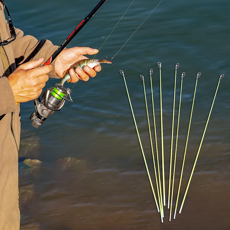5Pcs 42CM Boat/Raft Rod Tip Spare Tail Fiberglass Refit Replacement Fishing Rod Tip With Top Ring Fishing Gear Accessories