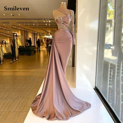 Smileven Luxurious Merrmaid Formal Evening Dress One Shoulder Beaded  3D Lace Prom Dresses New Celebrity Dresses Customized