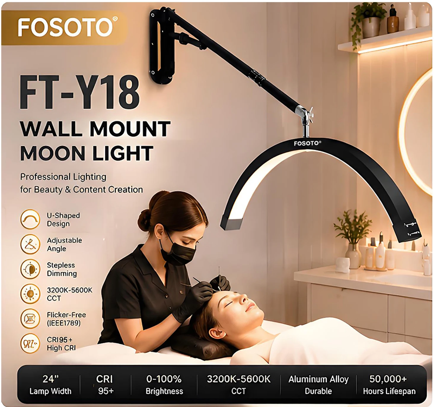 Wall Mounted Lamp Photographic Fill Light LED Ceiling Light for Barbershop Eyelashes Nail Tattoo Beauty Salon