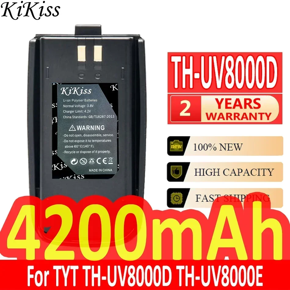 KiKiss Battery 4200mAh THUV8000D For TYT TH-UV8000D TH-UV8000E UV8000E TC-8000 TC-8000V Radio UV8000D Walkie Talkie