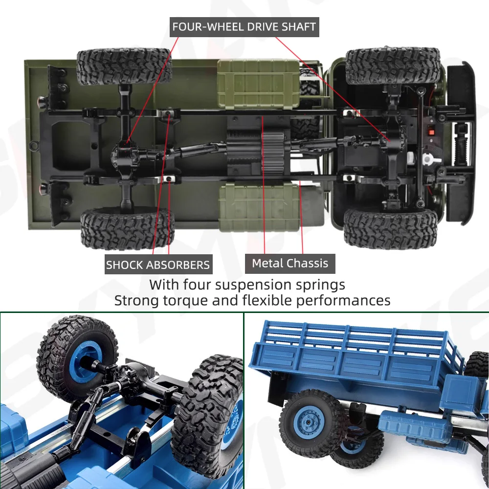 1:16 Wpl B-24 Gaz-66 Remote Control Military Truck Diy Off-road 4wd Rc Car 4 Wheel Drive Off-road Climbing Vehicle For Gift Toy