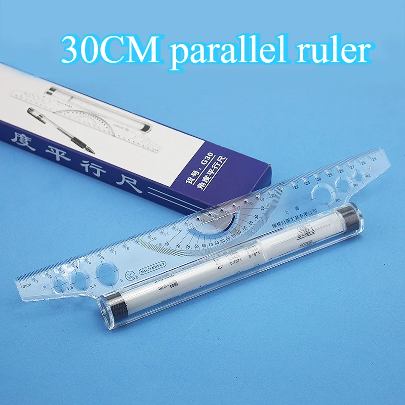 30CM Multifunctional Parallel Ruler Hand-drawn Design Drawing Scale Drawing Circle Tool Student Exam Drawing Protractor Supplies