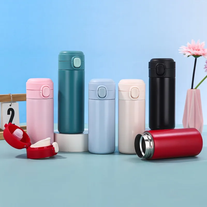 Macaron Color One-Hand Flip Lid Thermos Cup, 320ml 420ml Portable Stainless Steel Travel Mug