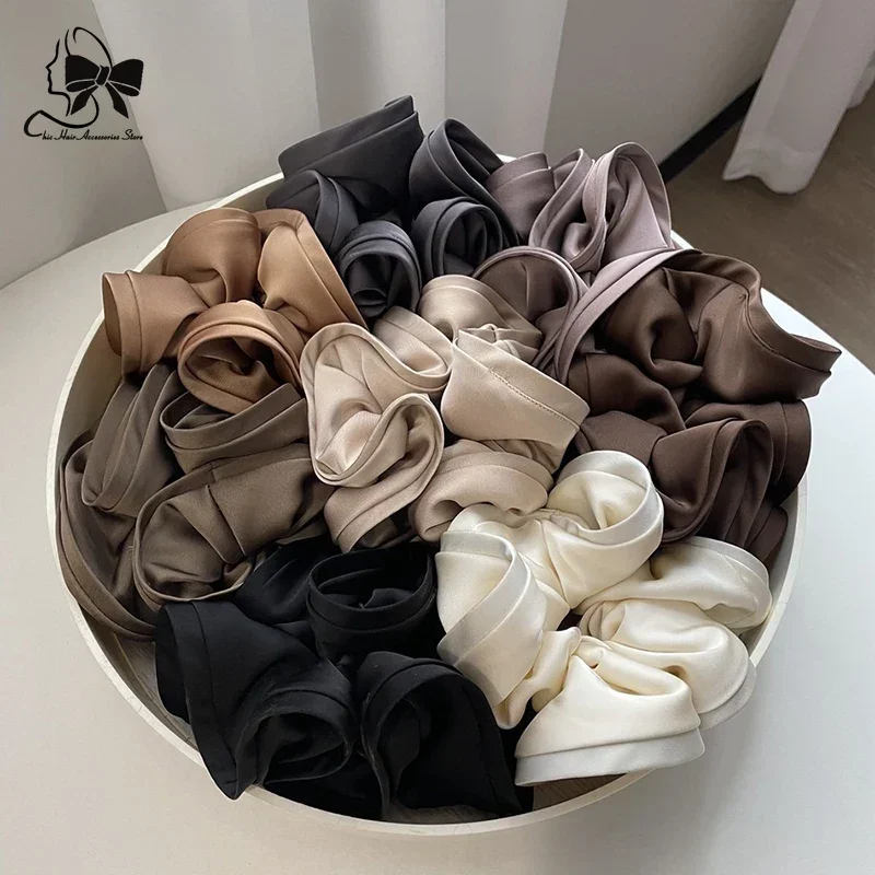 New Luxury Vintage Large Elastic Hair Band Oversized Satin Scrunchies Hair Ties Women Mesh Scrunchy Lady Hair Accessories Girls