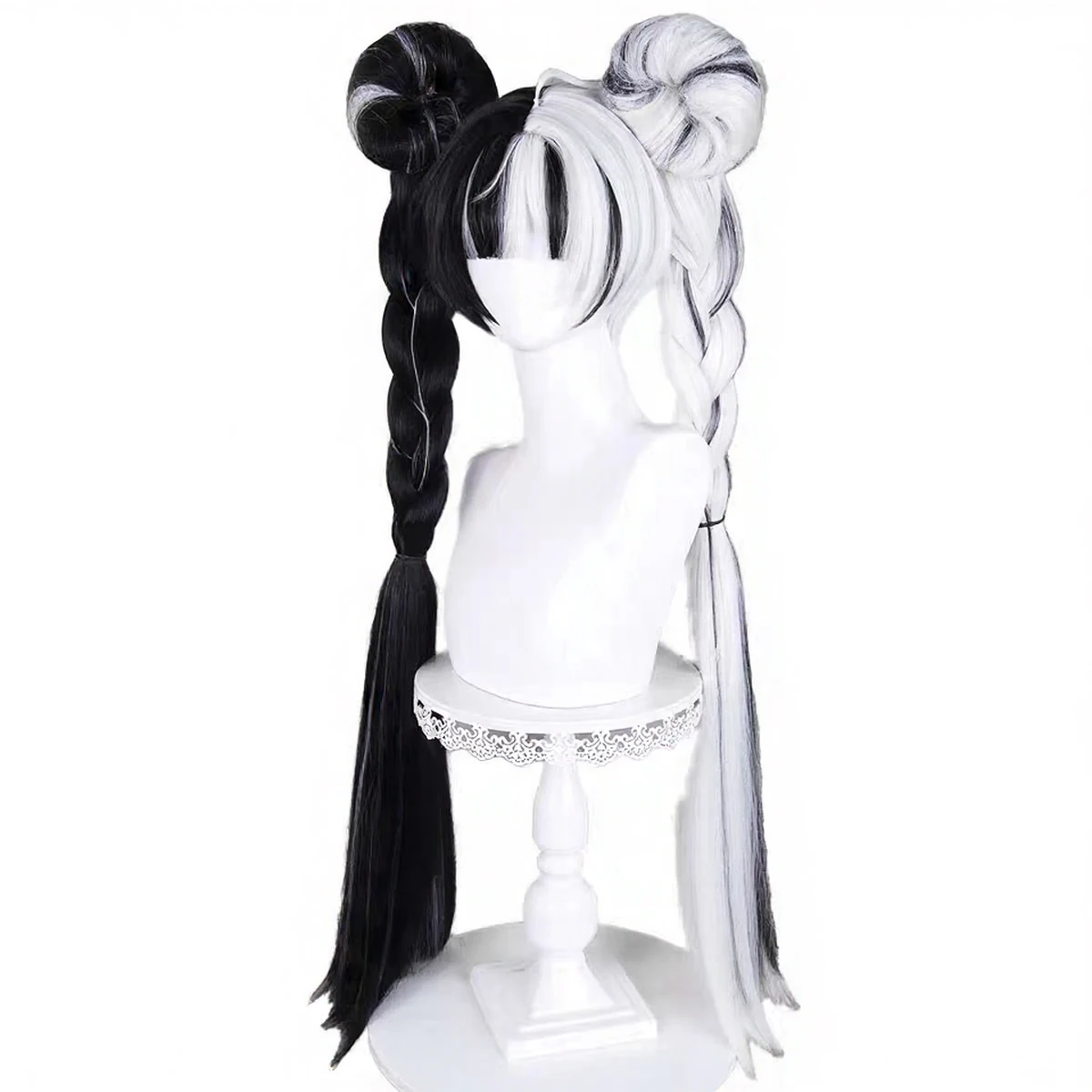 Peluca de Cosplay ZZZ Dialyn, peluca mixta en blanco y negro, pelucas sintéticas resistentes al calor de Anime para disfraz de fiesta de Carnaval y Halloween