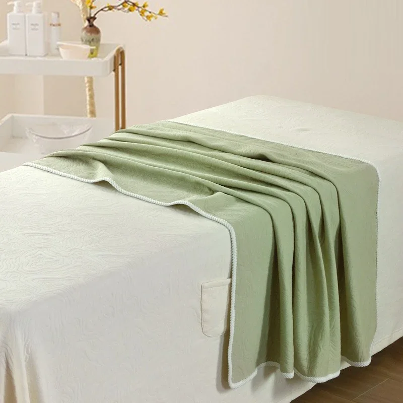 Lock Edge Thickened Hotel Blanket Foot Massage Shop Bed Decoration Products Knitted Cotton Is Soft and Skin Friendly Bed Towels