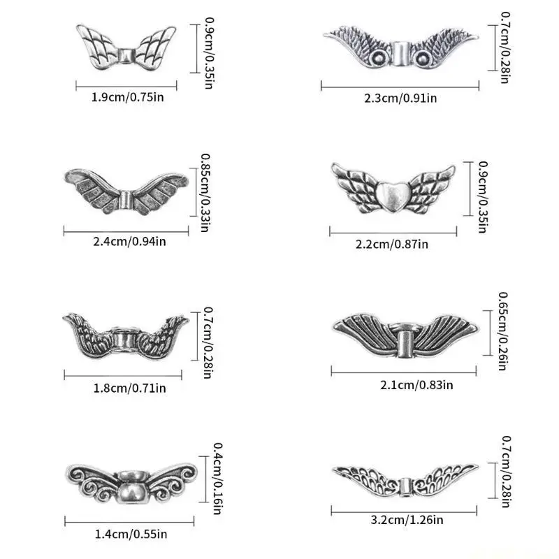 D46E Angel Wing Bead Charm DIY Jewelery Findings Charm Accessories for Necklace