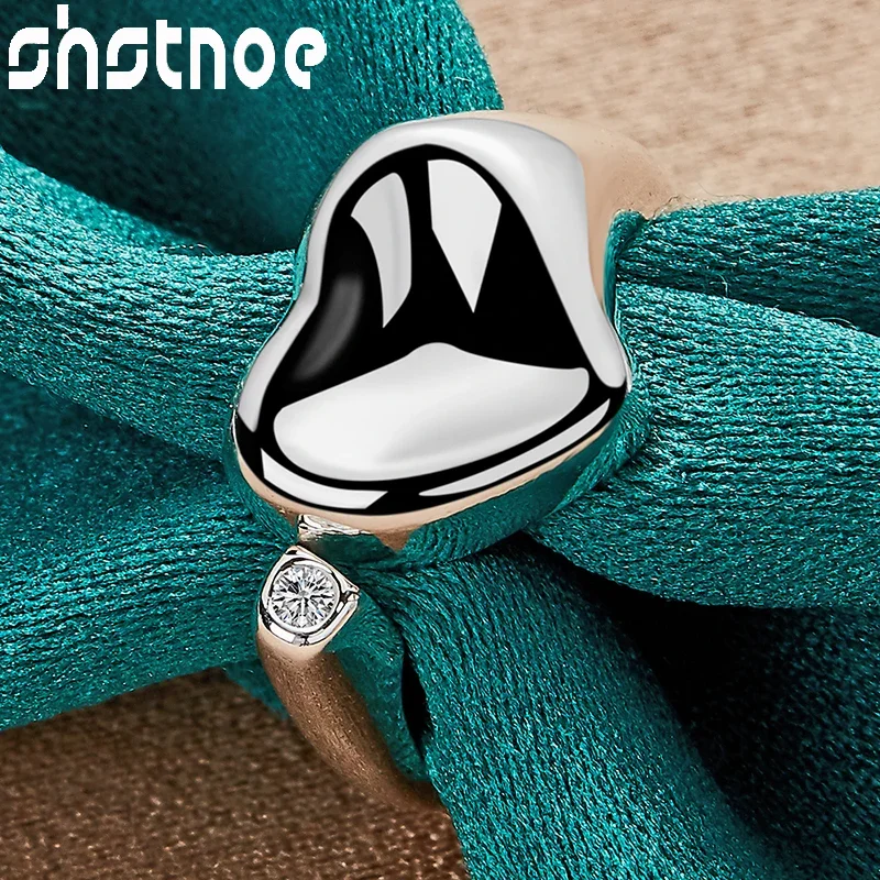SHSTONE 925 Sterling Silver Ring Classic Heart Rings For Women Party Dinner Wedding High Quality Fashion Jewelry