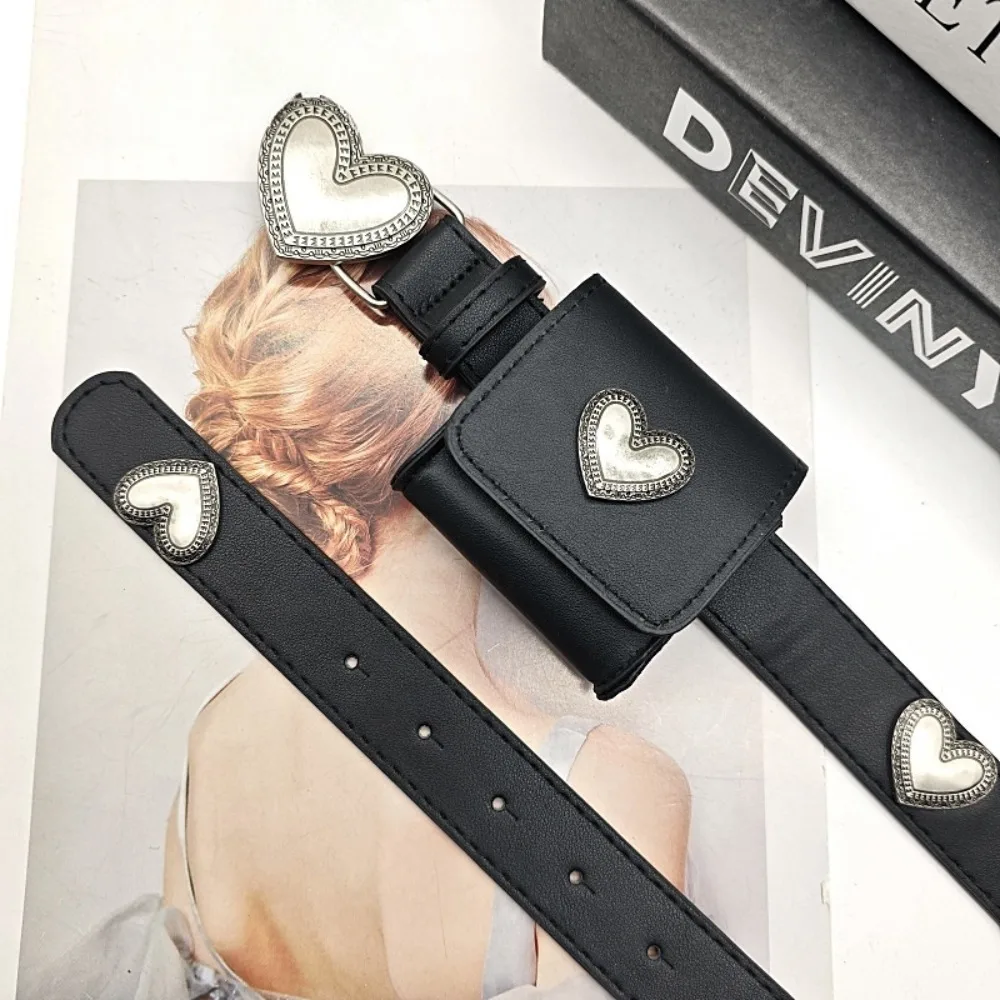 Модный чехол для ключей с поясом в форме сердца и сумкой, многофункциональная поясная сумка в форме сердца Y2K, водонепроницаемая поясная сумка из сплава, пояс для улицы