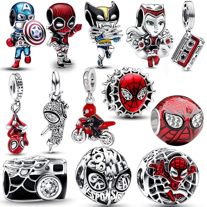 Hot Sale Deadpool Charm Beads Fit Original Pan Spiderman Bracelet Necklace DIY Making Women Jewelry Gift