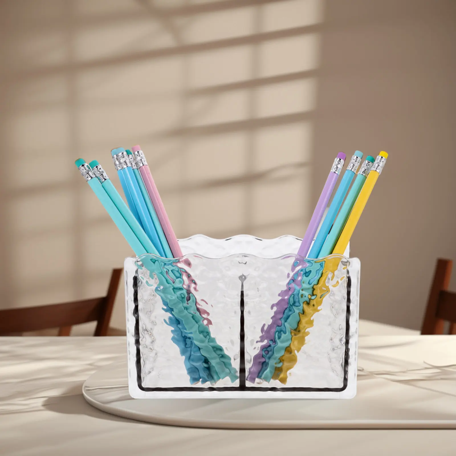 

Прозрачный пластиковый органайзер для ручек, карандашей, маркеров, кистей для макияжа и мелочей, экономящий место на рабочем столе