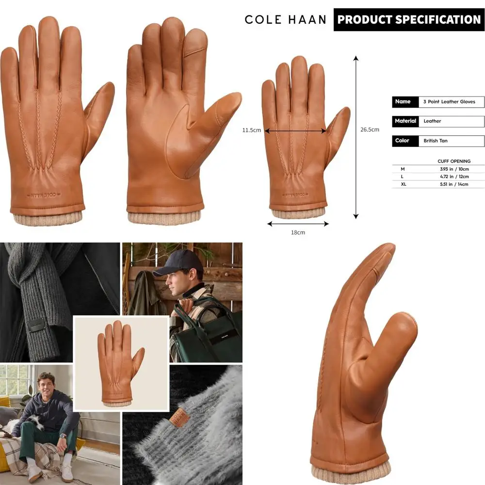 

Premium Leather Men's Gloves with Touchscreen Compatible Thumb and Index Finger for Enhanced Smartphone Use