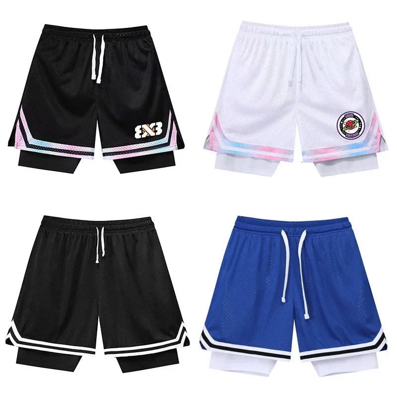 Fake Two Basketball Shorts Loose American Anti-light Men Women Ball Pants Summer Quasi-training Running Sports Five-point Pants