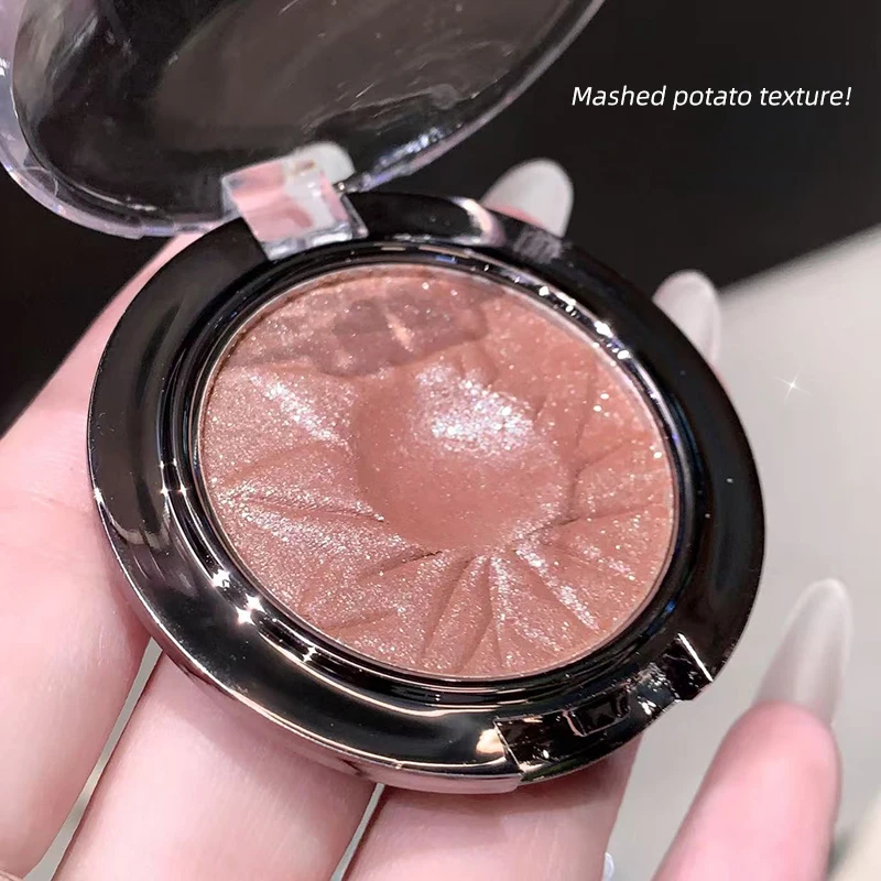 Multi-Use Eyeshadow Highlighter Powder, Gege Bear Lasting Potato Mash Texture Eyeshadow, Blush & Highlighter with Fine Shimmer