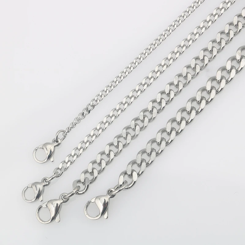 Stainless steel single button double ground men's and women's necklace with pendant bare chain collarbone sweater chain