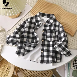 Camicie a quadri classiche per ragazzi nuovo 2024 primavera autunno Vintage bambini manica lunga risvolto camicia Cardigan Casual top abbigliamento per bambini