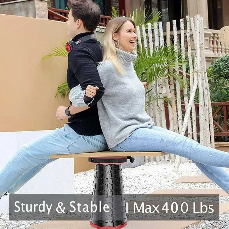 2Pcs Telescoping Camping Stool Collapsible Portable Stool Adjustable Folding Stool for Shop Fishing Hiking BBQ Gardening