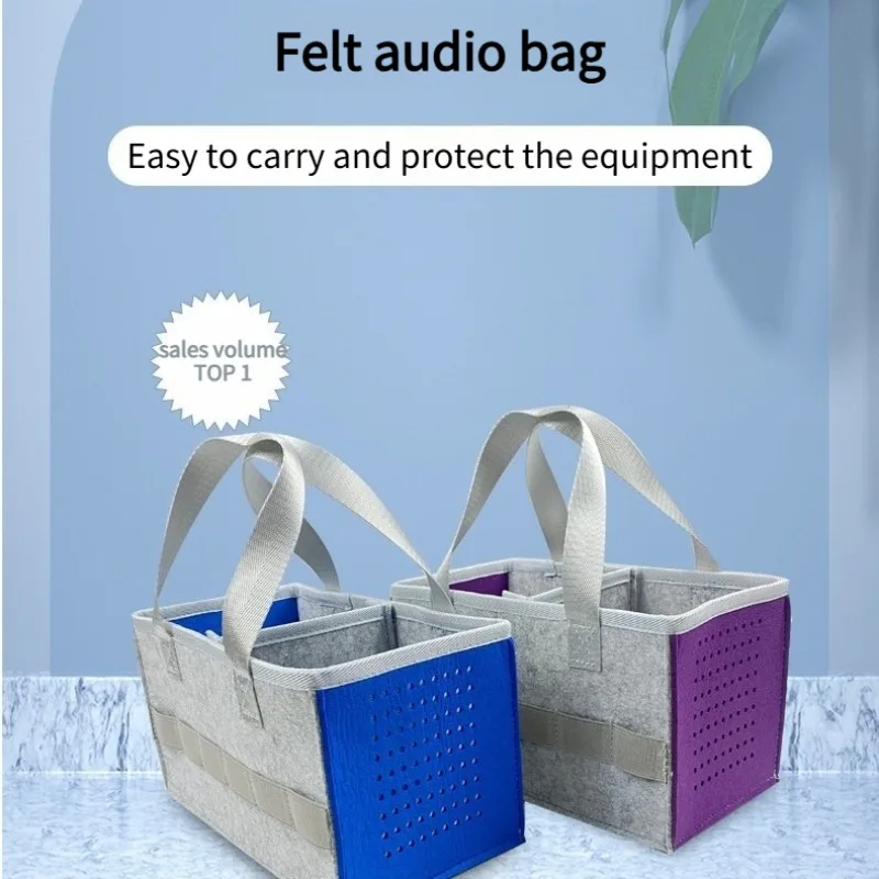 Portable Felt Speaker Bag Perforated Design Outdoor Travel Audio Storage Handheld Organizer