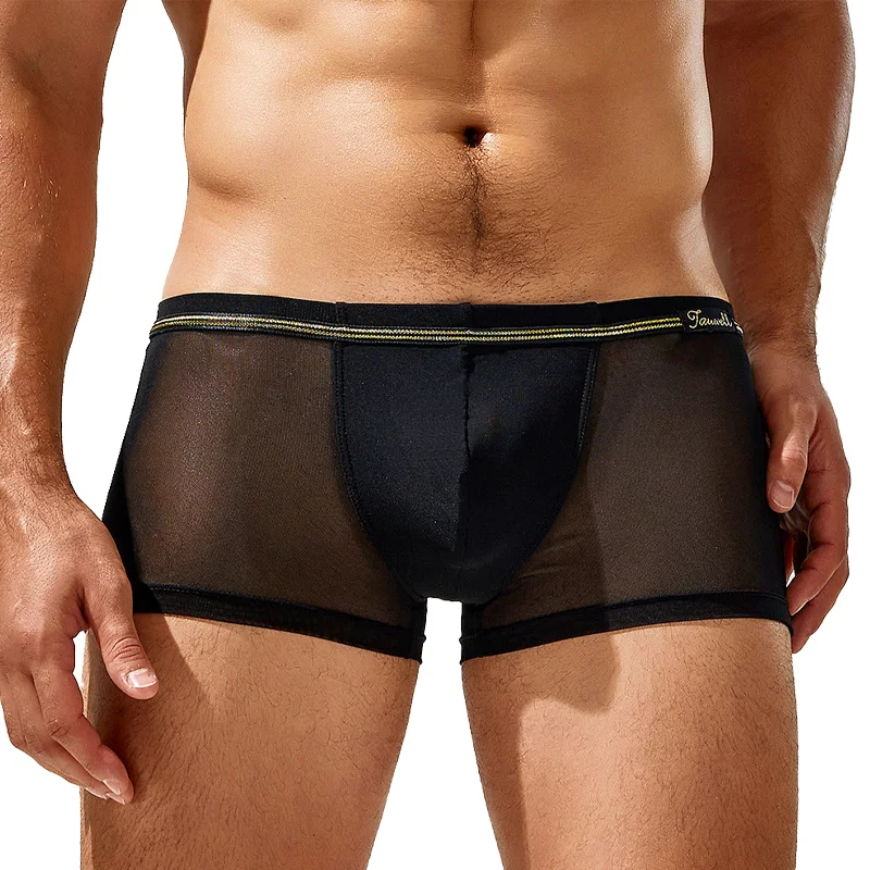 Tauwell 2026 Men's Sheer Mesh Boxer Briefs Contrast Waistband Soft Stretch Daily Wear Sexy Underwear