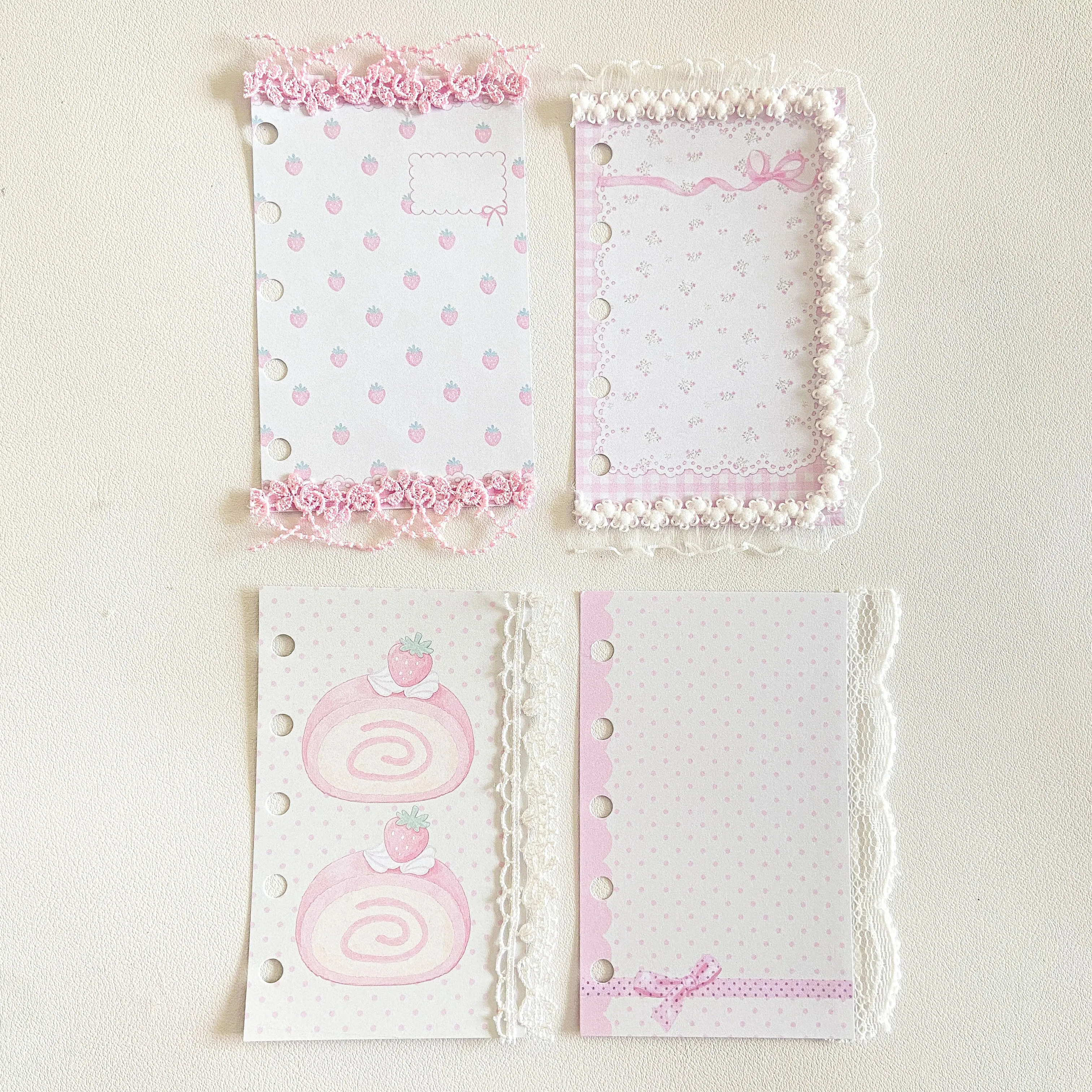 Image of Beeren-Dessert Kawaii Nachfüllpapier Taschenformat M5 A6 A7 Spitzen-Dekor Lose Blätter Planer Tagebuch Einlage Vorgestanzte Journal-Seiten