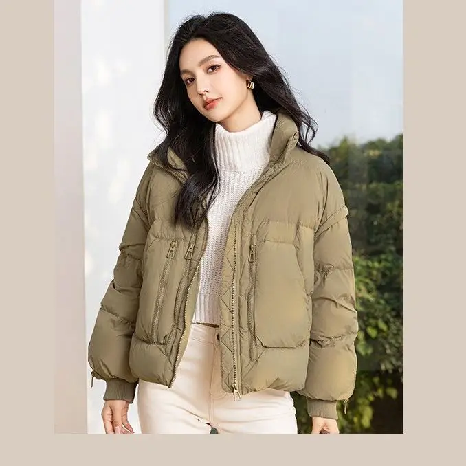 Euro Otoño/Invierno nueva chaqueta de plumón para mujer chaqueta holgada con cuello levantado a prueba de viento para ir al trabajo