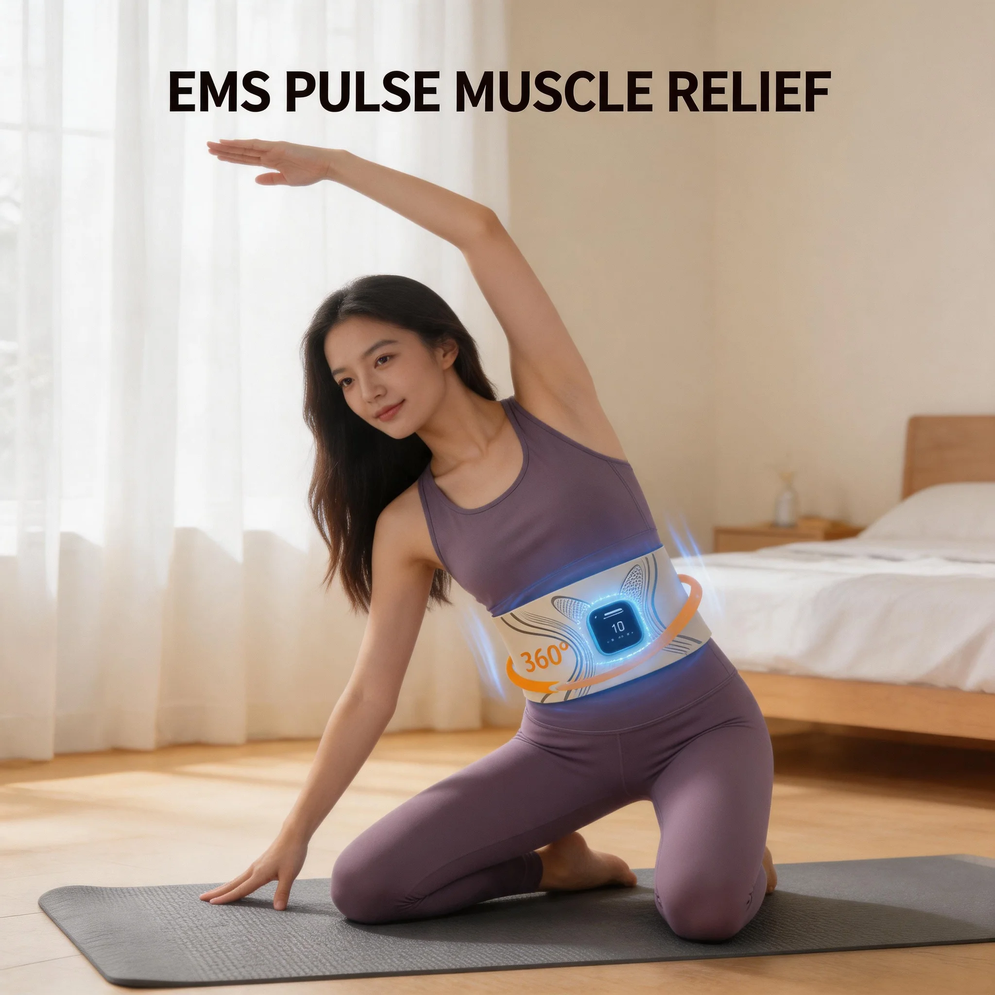 

JianYouCare Portable Low-Frequency Pulse abdomen Pulse Massager Silver lon abdominal belt Waist Shaping Heat Therapy Weight Loss