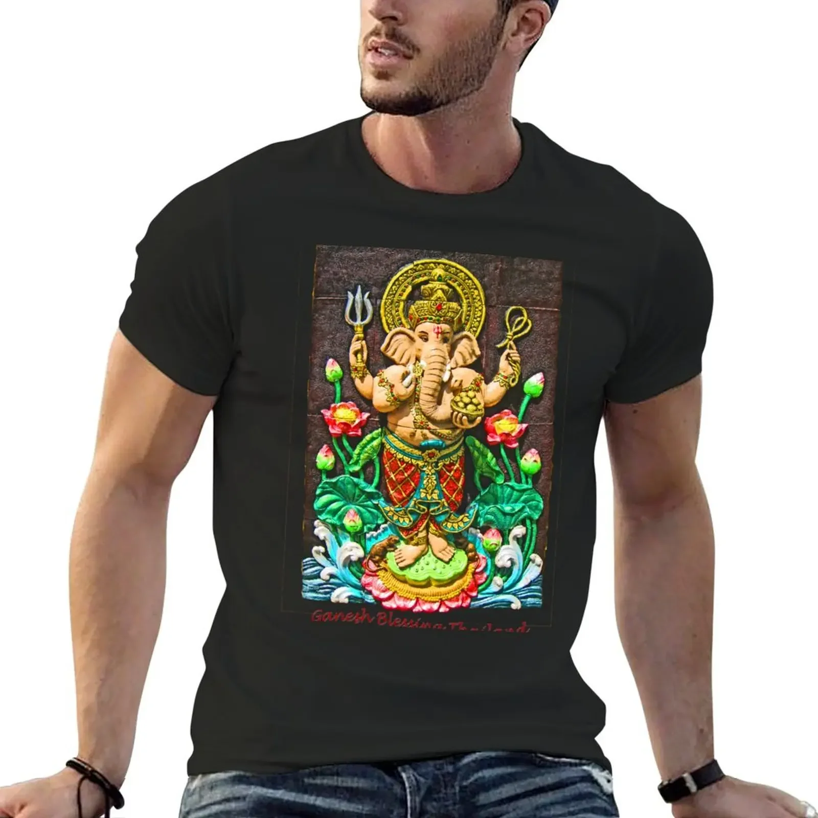 Ganesh Blessing Thailand T-Shirt quick drying vintage graphic tee oversizeds hippie clothes t shirts for men pack