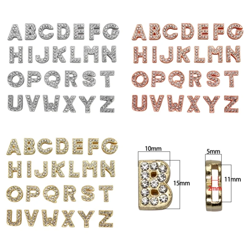100PC/lot Hole 8mm 10mm Slide Letter English Alphabet DIY Slide Charm Frosted Back Fit for Bracelet Necklace Jewelry Making image 3