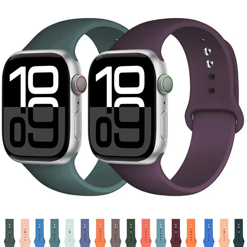 Silicone Strap For Apple Watch band 44mm 45mm 41mm 49mm 40mm 42mm 46mm Sport Bracelet iWatch Series 10 9 Ultra 2 8 7 SE 6 5 4