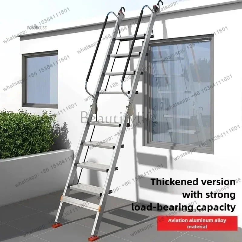 Aluminum Alloy Telescopic Attic Ladder Folding Herringbone Staircase with Handrail Multi Functional Home Step Stool Heavy Duty