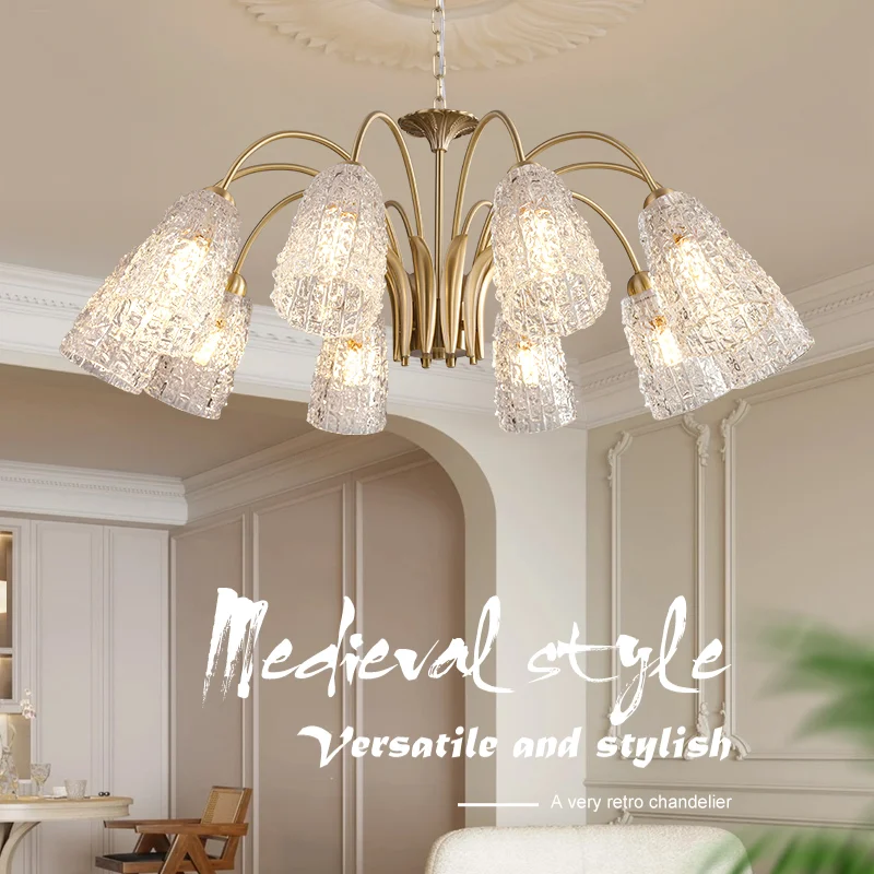 

American Home Decoration Living Room Light Luxury Master Bedroom Pendant Light Atmospheric Dining Room Light All Copper