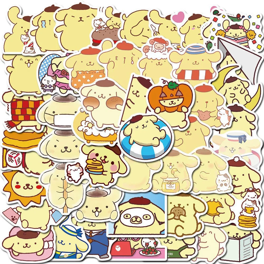 10/30/50pcs Cute Pompom Purin Sticker for Kids Decorative Phone Skateboard Diary Laptop Guitar Waterproof Cartoon Sticker Pack