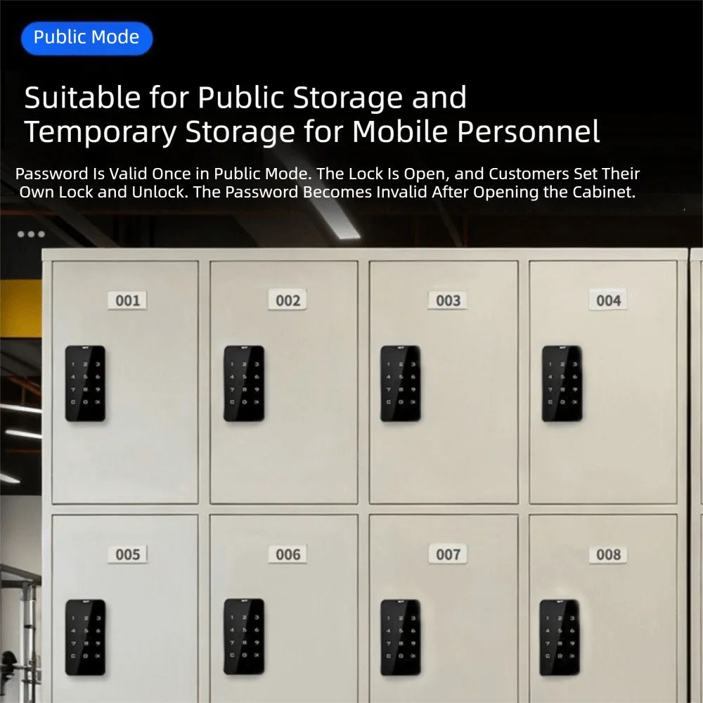 Battery Powered Electric Cabinet Lock Keyless Touch Keypad Automatic Locking Touch Keypad Lock Public Mode Multifunctional