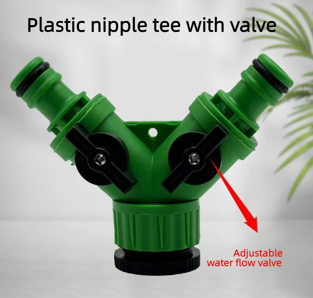 2-Way Garden Hose Splitter Y Connector - Quick Connect Valve with On/Off Switch for Faucet Irrigation Flower Water Control
