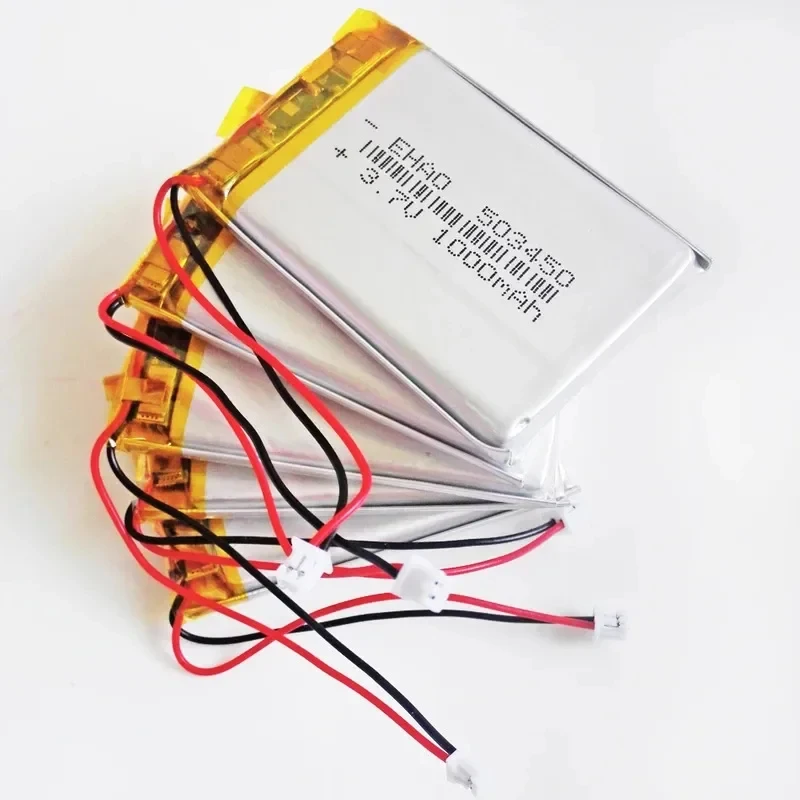10 x 3.7V 1000mAh LiPo Rechargeable Battery 503450   + JST 1.25mm 2pin Plug For Mp3 DVD PAD camera recorder speaker Fan LED Ligh