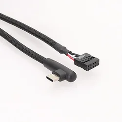 Adaptador USB de alta velocidad de 9 pines a tipo C blindado para una línea de malla de transmisión confiable para placa base de 60CM
