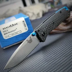 Tactical BM 533-3 Folding Pocket Knife Carbon Fiber Handle Outdoor Wilderness Survival Camping EDC Tools Hunting Self Defense