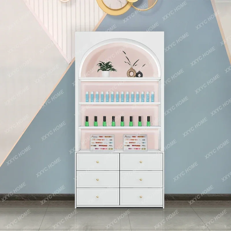 Beauty salon skin care products nail polish glue display cabinet, shelf product display rack a50