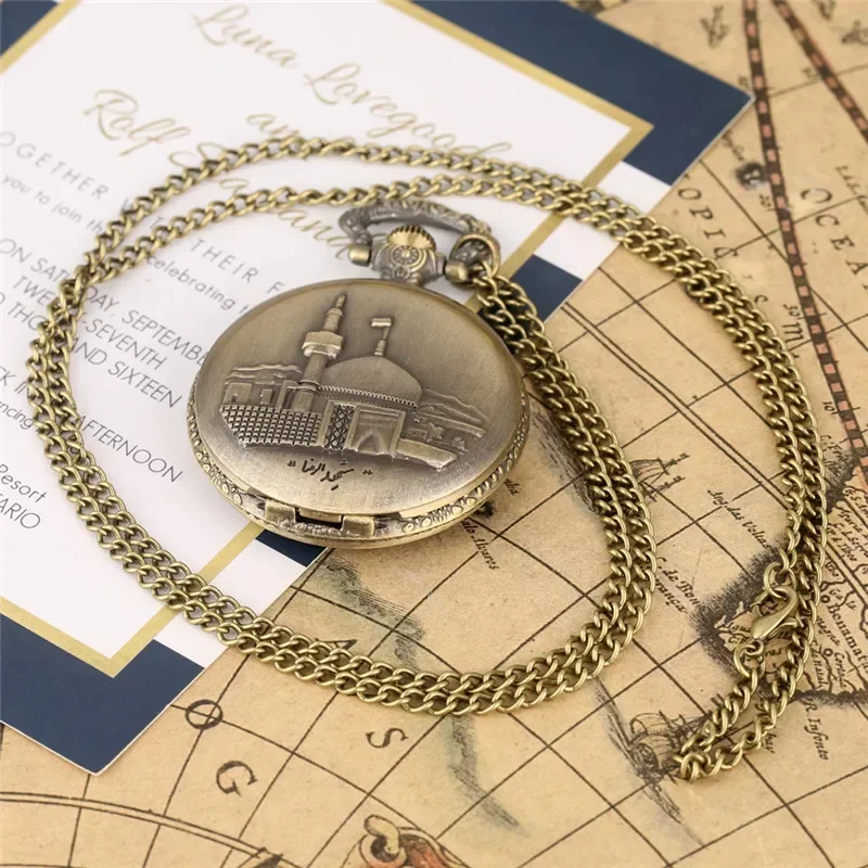 

Классический архитектурный дизайн здания для мужчин и женщин кварцевые аналоговые карманные часы с арабским номером, коллекционные часы, подарок