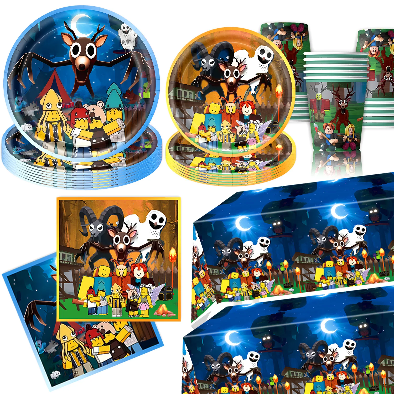 Roblox 99 ليالًا في الغابة حفلة عيد ميلاد موضوع الزينة بالونات راية أكواب لوحات خلفية شنطة هدايا مستلزمات استحمام الطفل #2