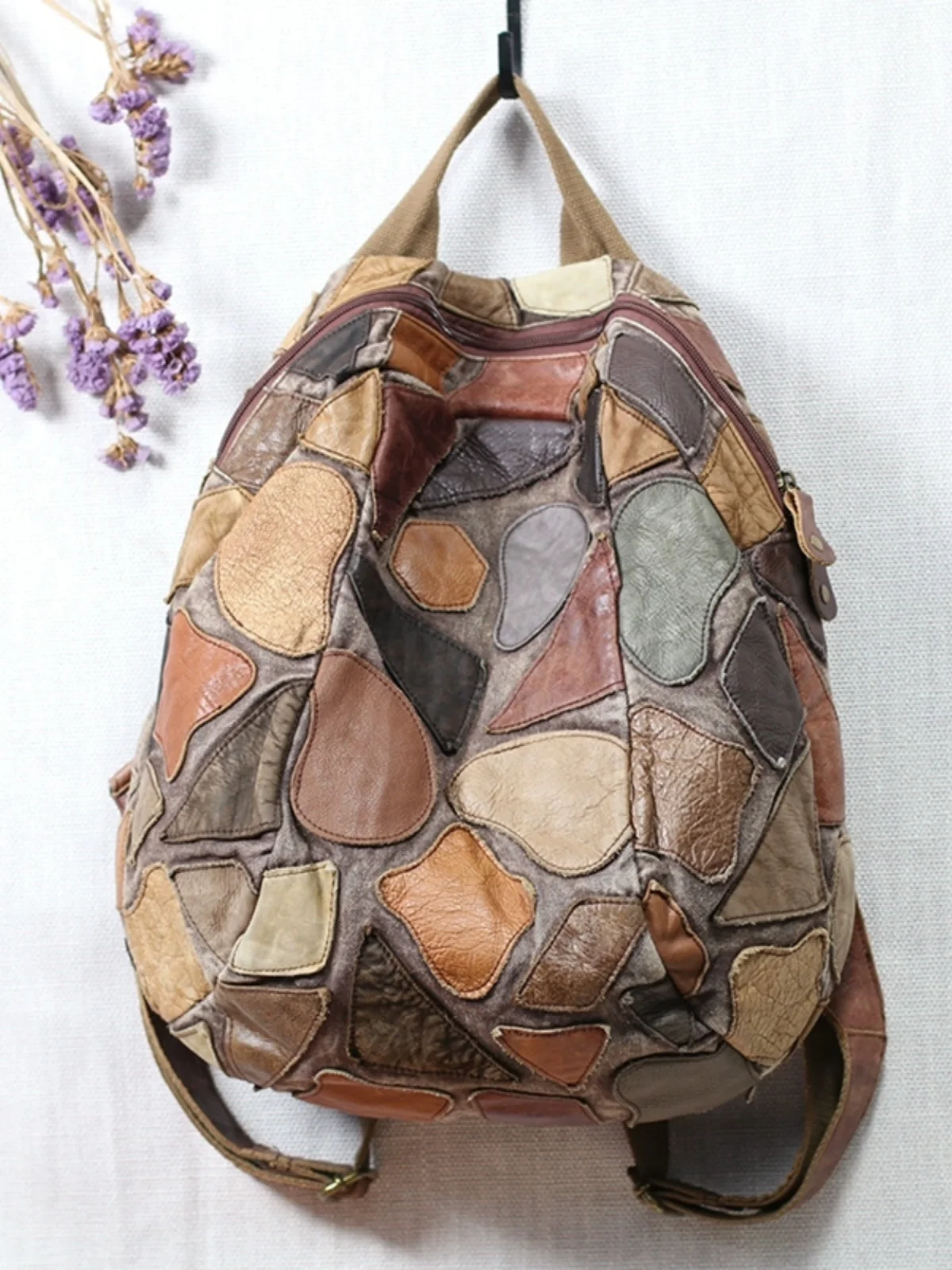 Retro Handmade Leather Backpack Casual Leisure Style Mountain Climbing Bag Top Layer Cowhide Double Shoulder Bag for Women