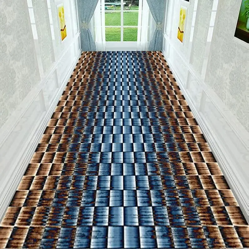 3D Fashion Long Corridor Carpet Hallway Decoration Home Anti Slip Mat Bedside Runner HOTEL Living Room Washable Passageway Rug
