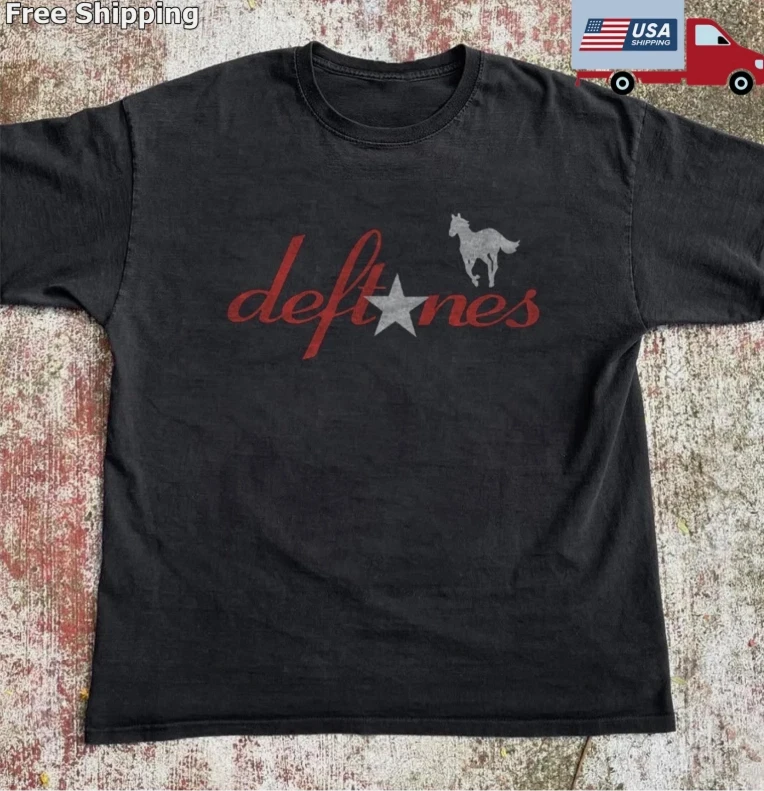 Camiseta Deftones White Pony Star Logo, camiseta preta unissex Harajuku masculina
