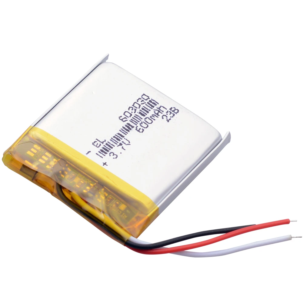 3Wries 603030 3.7V 600mAh Rechargeable Lithium Li-ion Li Polymer Battery For DVR GPS PSP Vedio Game toys Tools 602929 603131