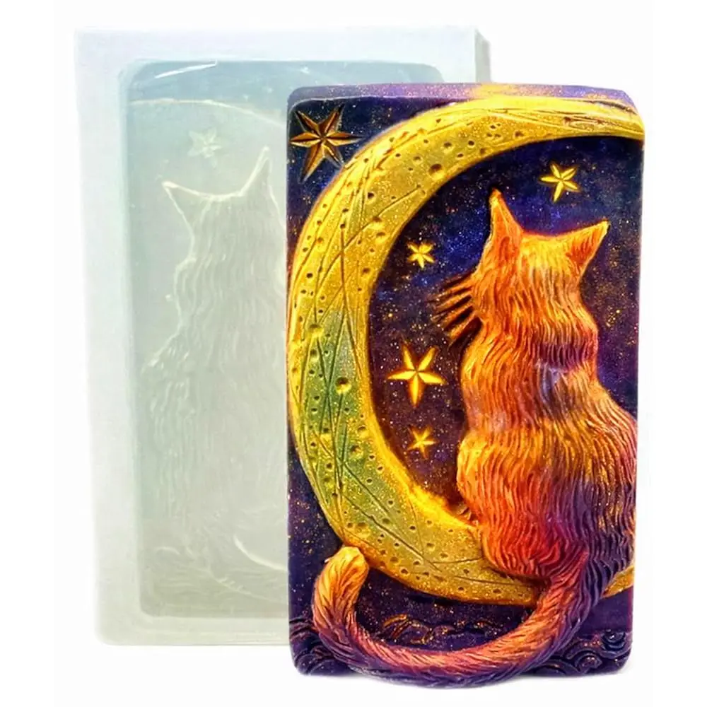 

Силиконовая форма Cat Moon – форма для мыла в виде полумесяца с кошкой для работы с смолой, свечей, гипса и поделок своими руками