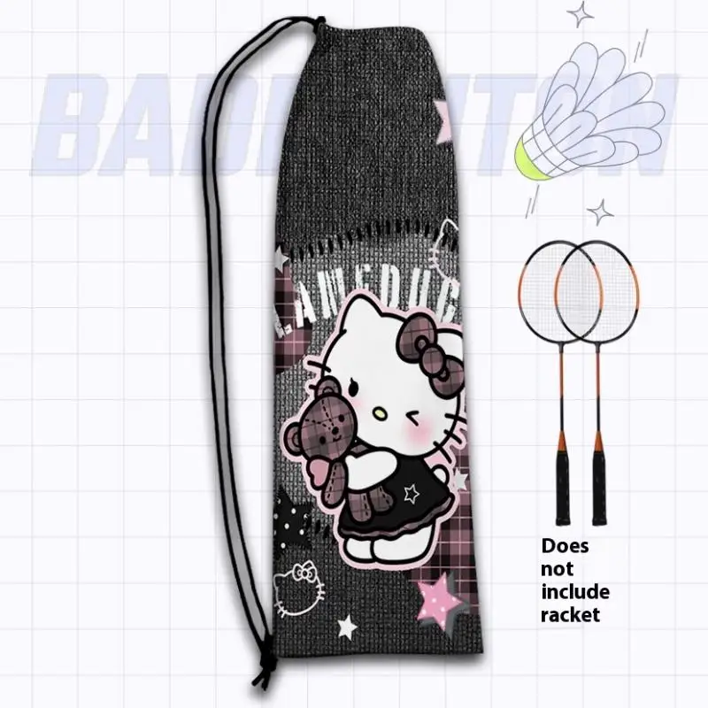 กระเป๋าใส่ไม้แบดมินตันลายเฮลโลคิตตี้แบบใหม่ กระเป๋าเก็บของแบบหนานุ่ม มีเชือกผูก กระเป๋าพกพาสำหรับใส่ไม้เทนนิส ปลอกป้องกันไม้เทนนิส